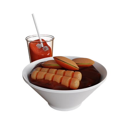 Pempek avec du thé glacé  3D Icon