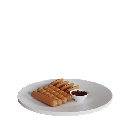 Pempek On A Plate  3D Icon