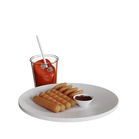 Pempek With Ice Tea  3D Icon