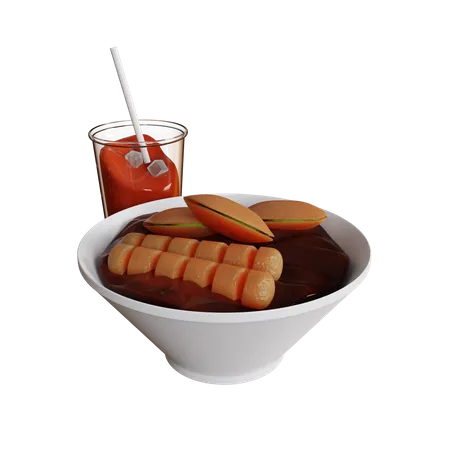 Pempek With Ice Tea  3D Icon