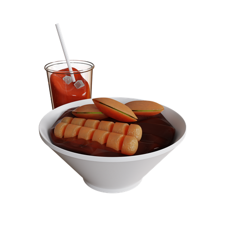 Pempek With Ice Tea  3D Icon