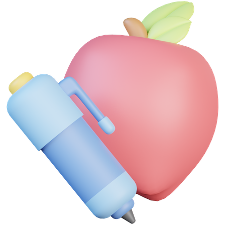 Pen And Apple  3D Icon