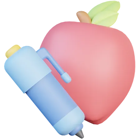 Pen And Apple  3D Icon