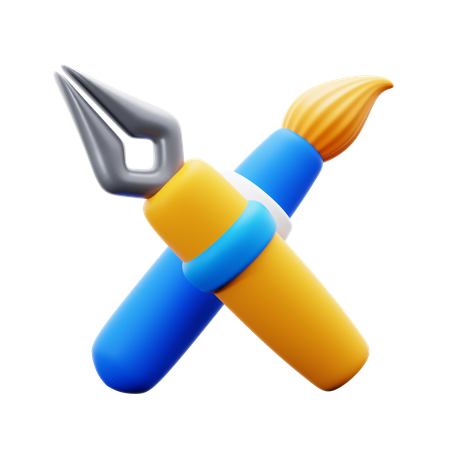 Pen And Brush  3D Icon