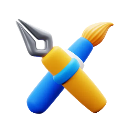 Pen And Brush  3D Icon