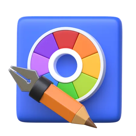 Pen And Pencil with Color Palette  3D Icon