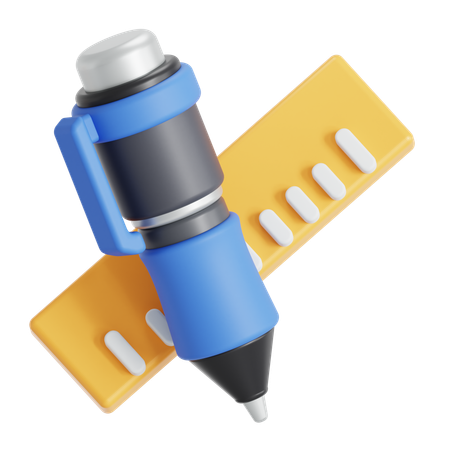 Pen and ruler  3D Icon