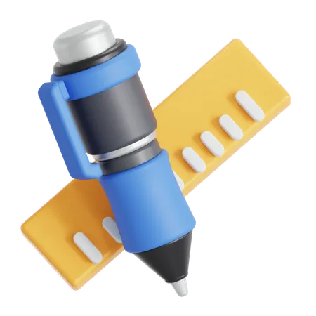 Pen and ruler  3D Icon