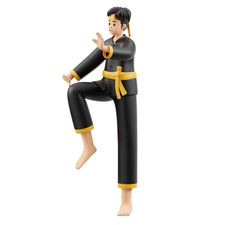 Pencak Silat Avoiding Leg Kicks  3D Icon