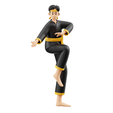 Pencak Silat, mains et pieds balancés  3D Illustration