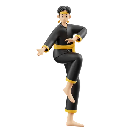 Pencak Silat, mains et pieds balancés  3D Illustration