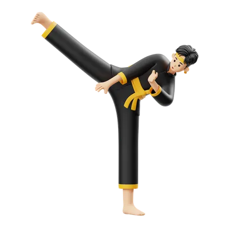 Pencak Silat coup de pied au cou  3D Illustration