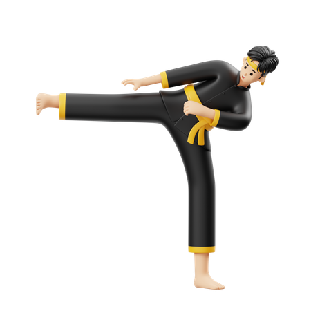 Pencak Silat coup de pied à l'estomac  3D Illustration