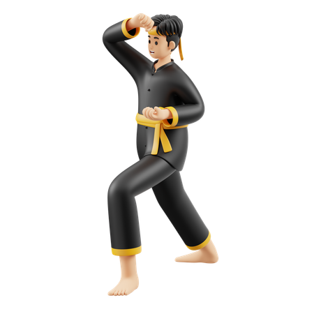 Parada defensiva de Pencak Silat  3D Illustration