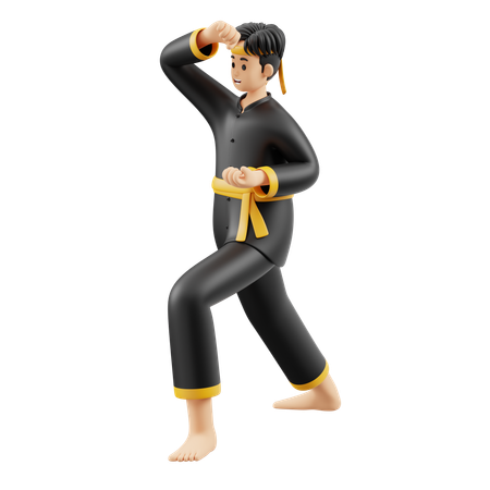 Pencak Silat Defending Parry  3D Illustration