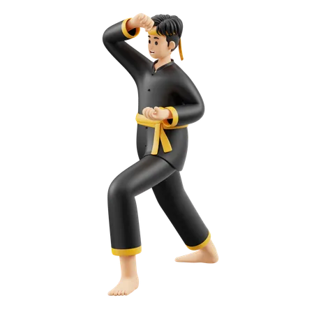 Pencak Silat Defending Parry  3D Illustration