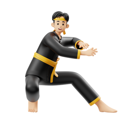 Estilo de ataque Pencak Silat  3D Illustration