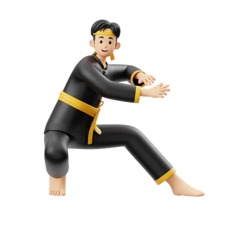 Estilo de ataque Pencak Silat  3D Illustration