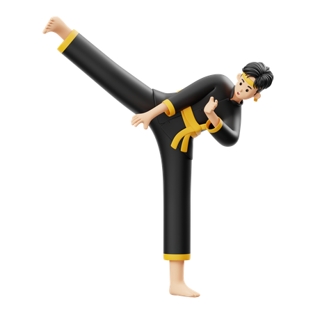 Pencak Silat Kick To Neck  3D Illustration