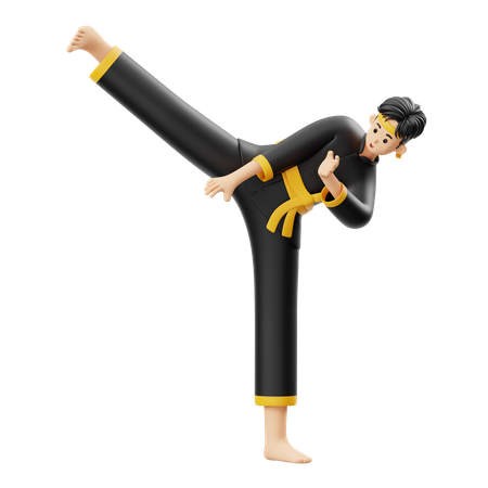 Pencak Silat Kick To Neck  3D Illustration