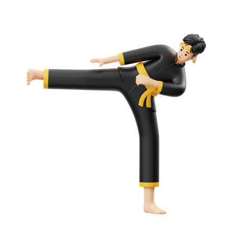 Pencak Silat Kick To Stomach  3D Illustration