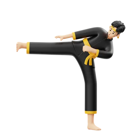 Pencak Silat Kick To Stomach  3D Illustration