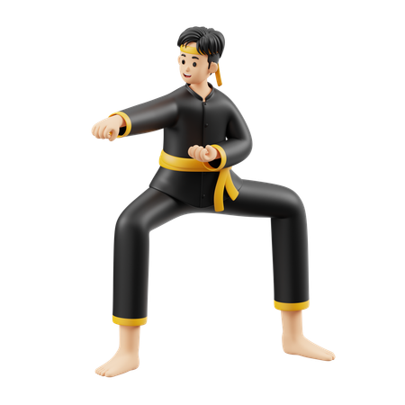 Pencak Silat Maintains Body Balance  3D Illustration