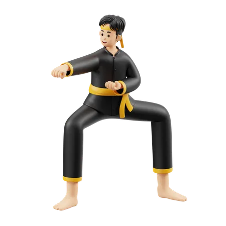 Pencak Silat Maintains Body Balance  3D Illustration