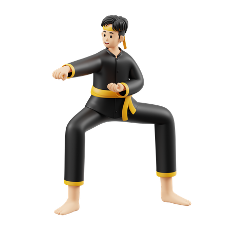 Pencak Silat mantiene el equilibrio corporal  3D Illustration