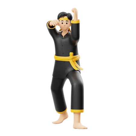 Pencak Silat prepárate para atacar  3D Illustration