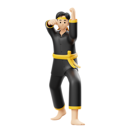 Pencak Silat Prepare to Attack  3D Illustration