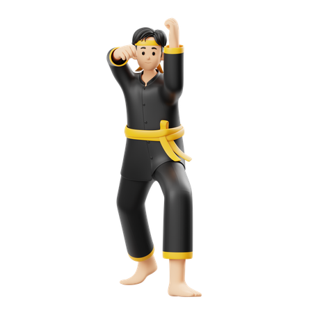 Pencak Silat Prepare to Attack  3D Illustration