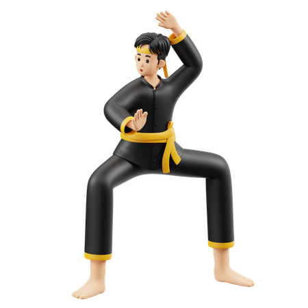 Pencak Silat bereitet sich auf den Kampf vor  3D Illustration