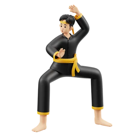 Pencak Silat bereitet sich auf den Kampf vor  3D Illustration