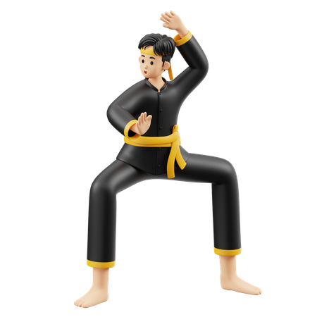 Pencak Silat Prepare To Fight  3D Illustration