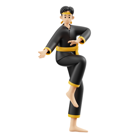 Pencak Silat Swinging Hands and Feet  3D Illustration