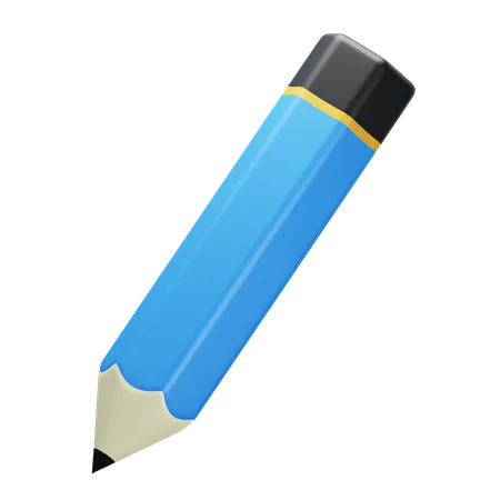 Pencil 3 D Illustration With Blue Color Vector 3 D Rendering Stationery 3 D Icon 3D Icon