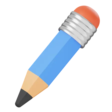 Pencil For Writing And Drawing With Blue Color And Eraser On The Top 3 D Icon Stationery 3D Icon