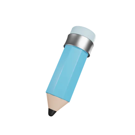 Pencil With Blue Color 3D Icon