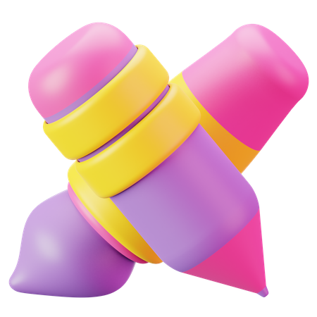 Pencil And Brush  3D Icon