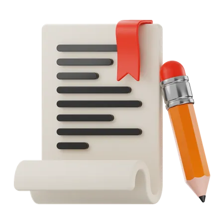 Pencil And Document  3D Icon