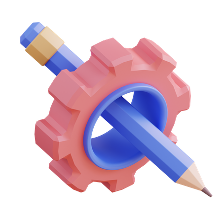Pencil And Gear  3D Icon