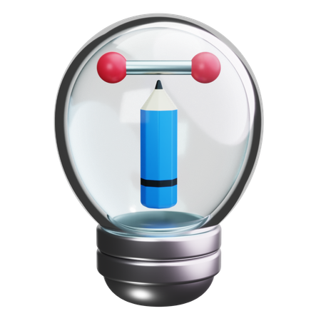 Pencil And Light Bulb  3D Icon