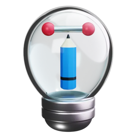 Pencil And Light Bulb  3D Icon