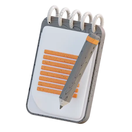 3 D Illustration Of Pencil And Notebook 3D Icon