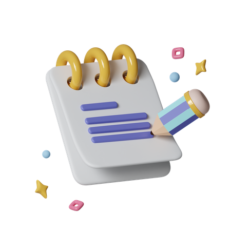 Pencil And Notepad  3D Icon