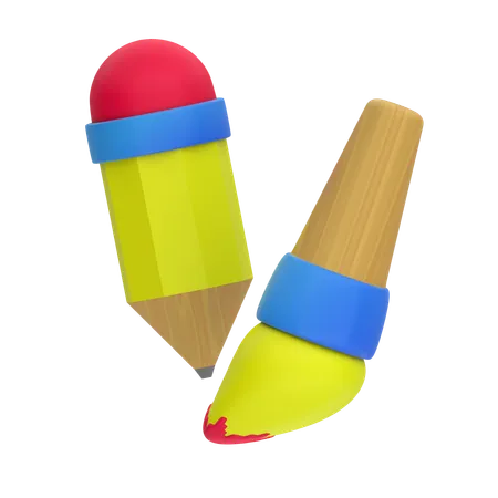 Pencil and paint brush  3D Icon