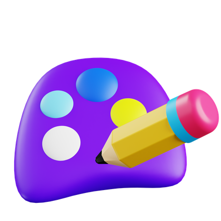 Pencil And Painting Pallet  3D Icon