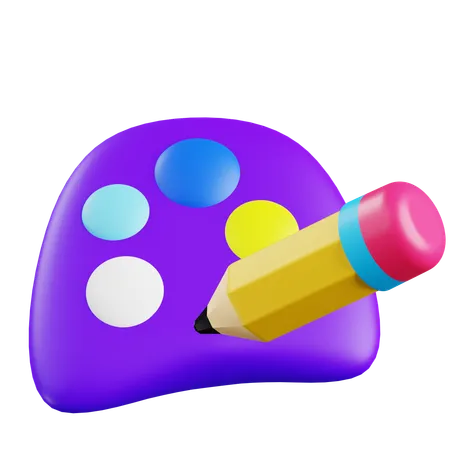 Pencil And Painting Pallet  3D Icon