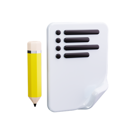 Pencil And Paper  3D Icon